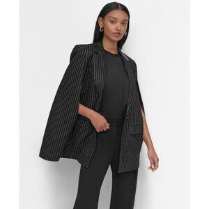 DKNY Women's Pinstriped Cape Jacket Black Size XS MSRP $209